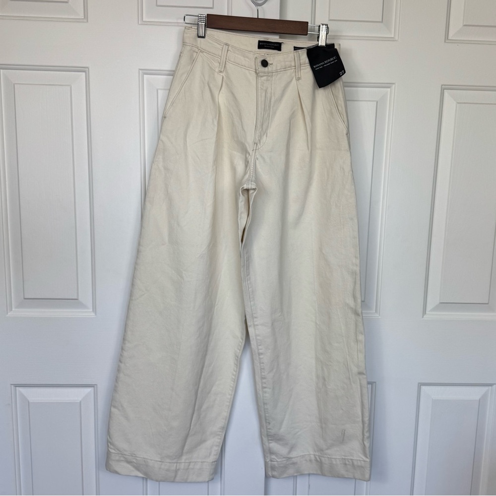 Banana Republic‎ Pants Women’s Size 27 Wide Leg High Rise Relaxed Fit Ivory NWT